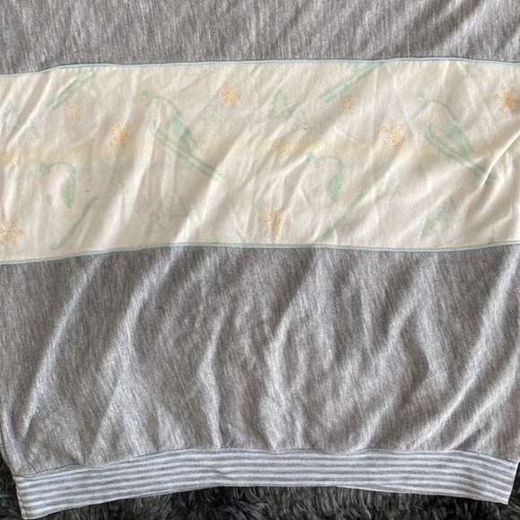 Old school light Gray and pale blue Striped winter theme crewneck Sweater - Picture 5 of 17